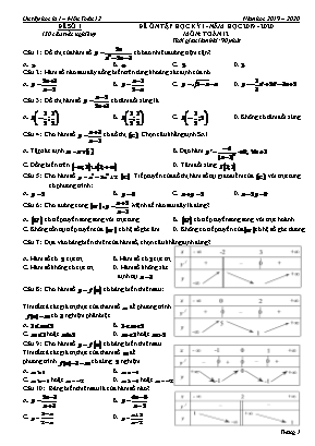 Đề ôn tập học kì I môn Toán Lớp 12 - Đề số 1 - Năm học 2019-2020